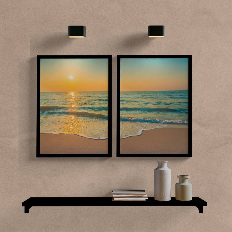 Kit Quadros Decorativos Paisagem Mar com Sol - imagem 5