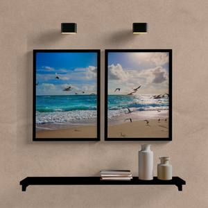 Kit Quadros Decorativos Paisagem Mar - quadro decorativo em ambiente decorado