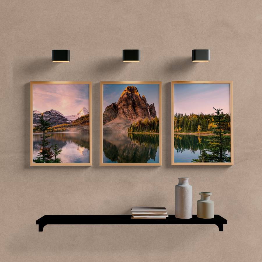 Kit Quadros Decorativos Paisagem Montanha e Lago - vista aproximada da impressão