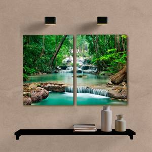 Kit Quadros Decorativos Paisagem Riacho - quadro decorativo em ambiente decorado