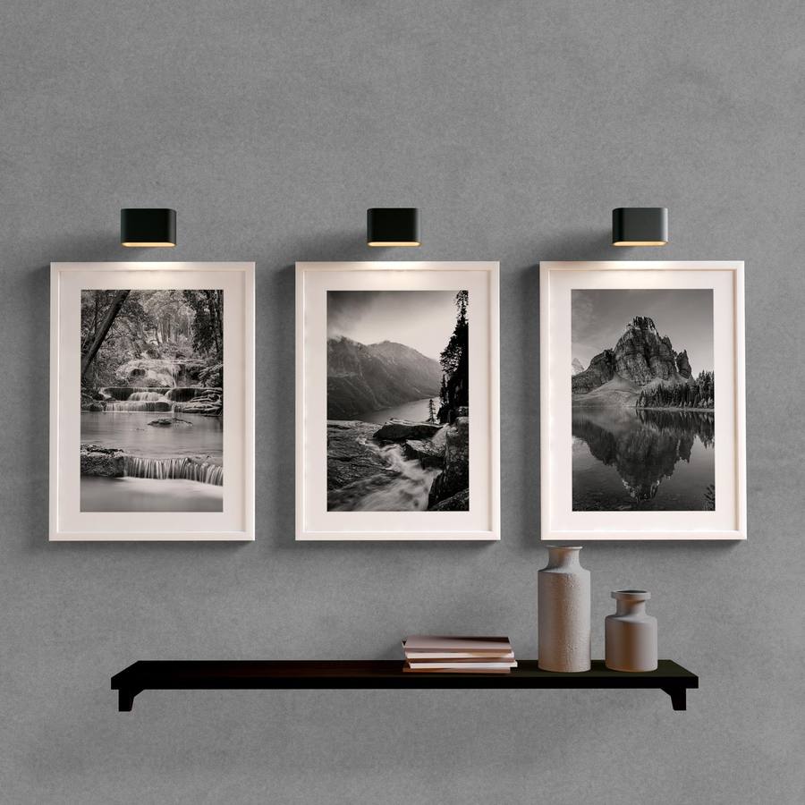 Kit Quadros Decorativos para Sala Paisagens Preto e Branco - detalhe da moldura e acabamento