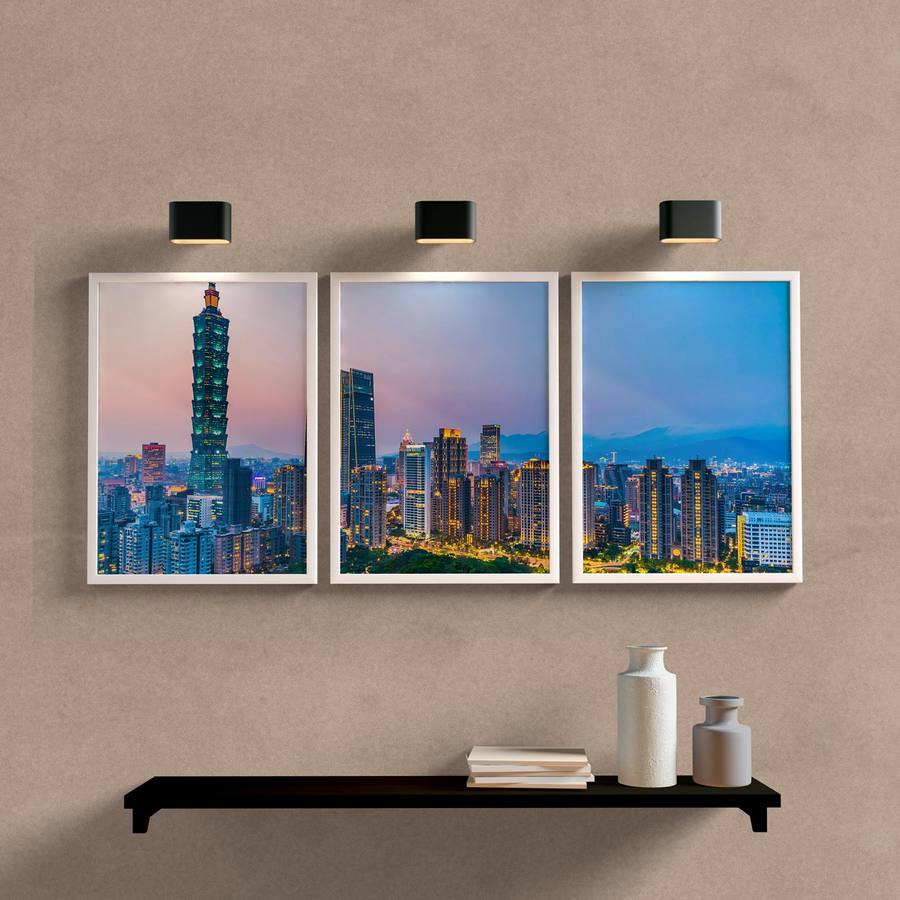 Kit Quadros Decorativos para Sala Prédios 2 - detalhe da moldura e acabamento