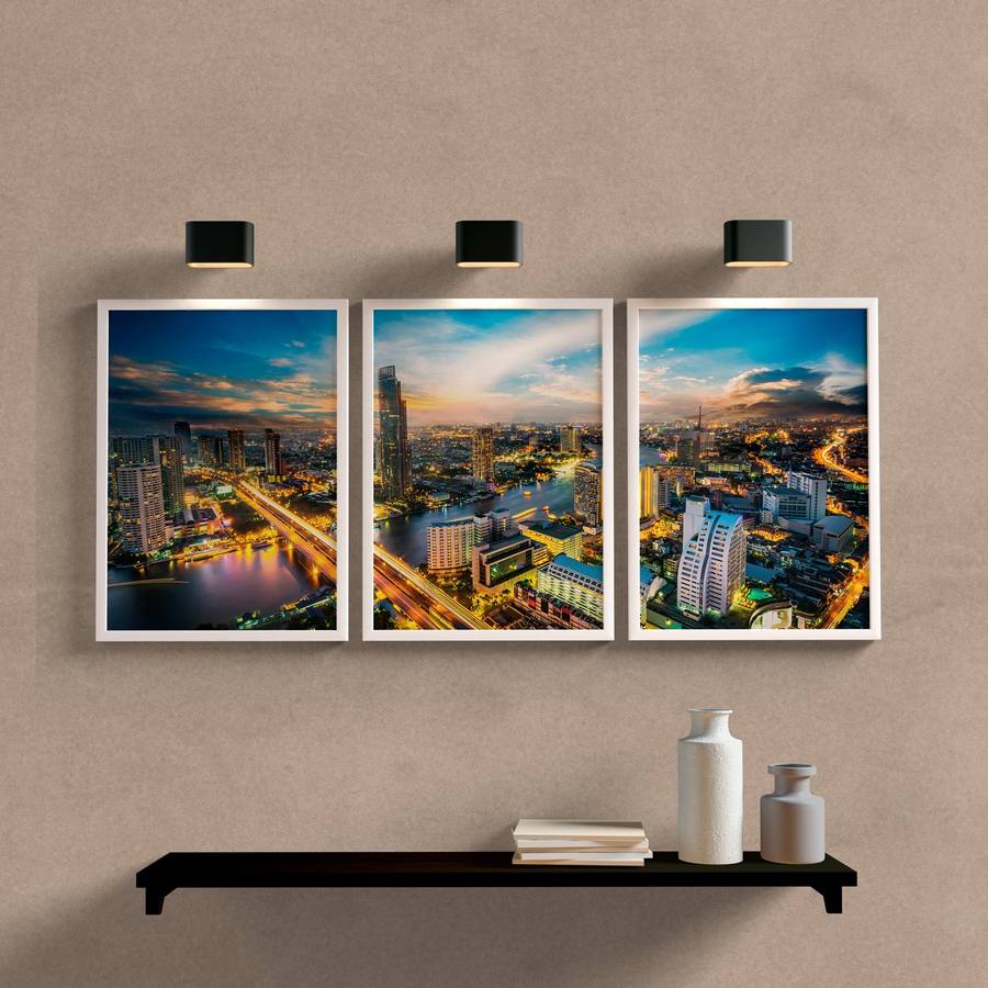 Kit Quadros Decorativos para Sala Prédios - detalhe da moldura e acabamento