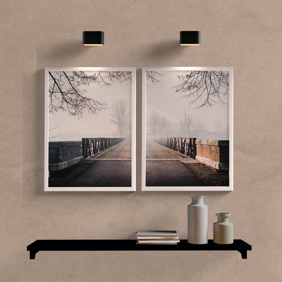 Kit Quadros Decorativos Ponte na Floresta - detalhe da moldura e acabamento