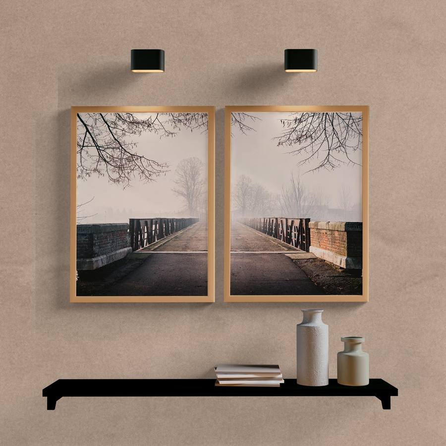 Kit Quadros Decorativos Ponte na Floresta - vista aproximada da impressão
