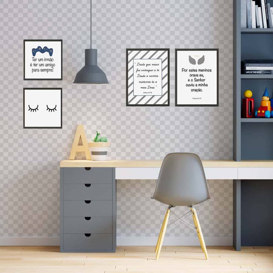Kit Quadros Decorativos Quarto de Irmãos - detalhe da moldura e acabamento