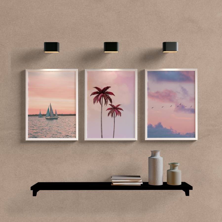 Kit Quadros Decorativos Rose Paisagens - detalhe da moldura e acabamento