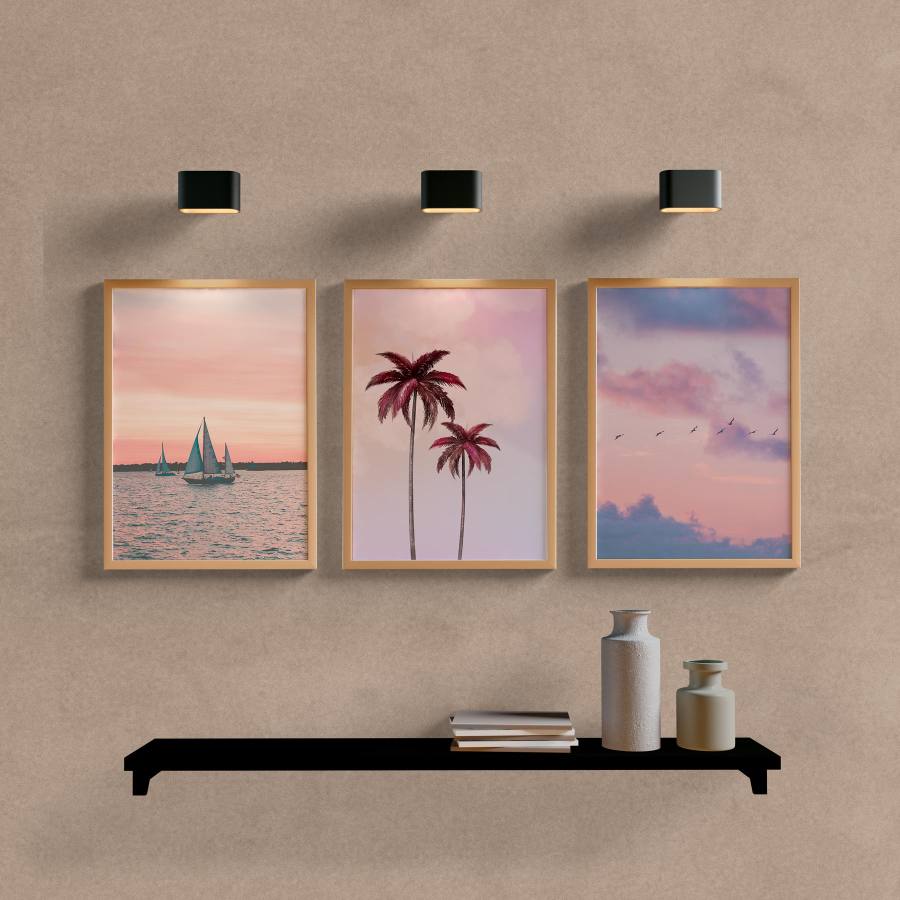 Kit Quadros Decorativos Rose Paisagens - vista aproximada da impressão