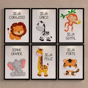 Kit Quadros Decorativos Safari - detalhe da moldura e acabamento
