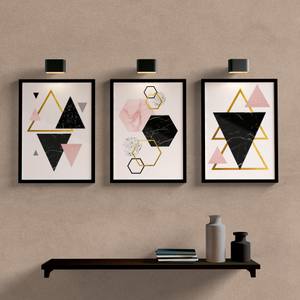 Kit Quadros Decorativos Sala Geometrico - detalhe da moldura e acabamento