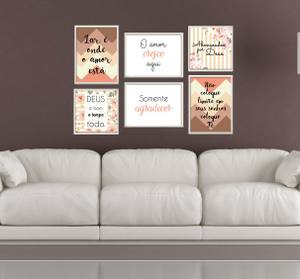 Kit Quadros Decorativos Sala Somente Agradecer - detalhe da moldura e acabamento