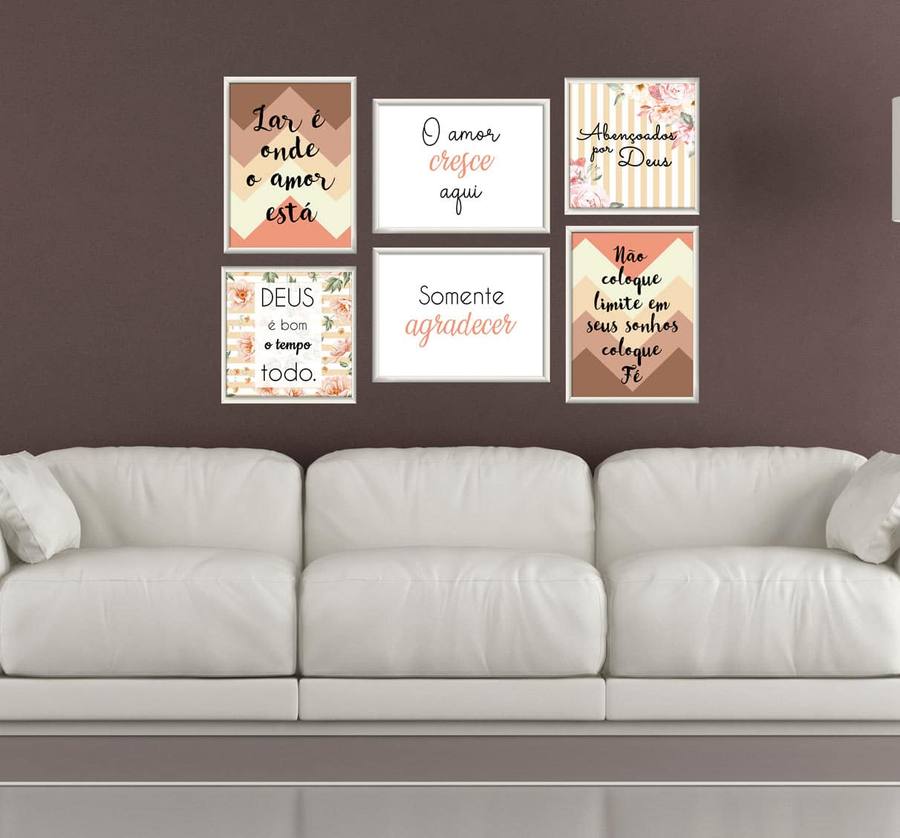 Kit Quadros Decorativos Sala Somente Agradecer - detalhe da moldura e acabamento