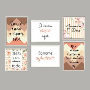 Kit Quadros Decorativos Sala Somente Agradecer | Wallze