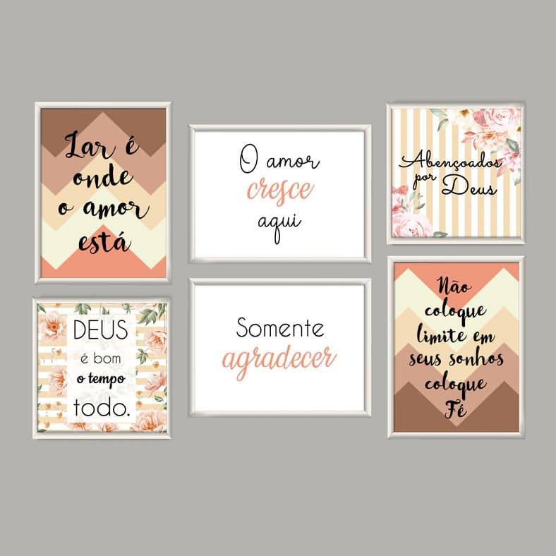 Kit Quadros Decorativos Sala Somente Agradecer | Wallze