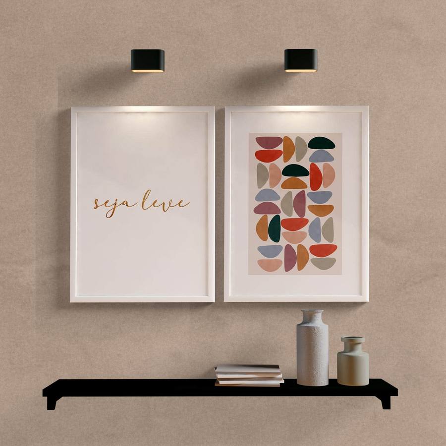 Kit Quadros Decorativos Seja Leve Color - detalhe da moldura e acabamento