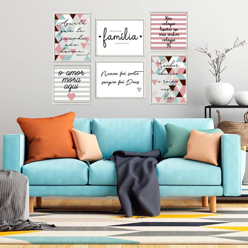 Kit Quadros Decorativos Senhor Abençoa e Reina Neste Lar - detalhe da moldura e acabamento