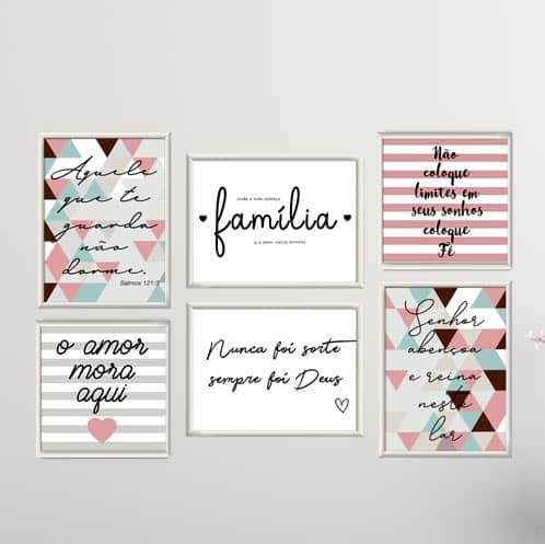 Kit Quadros Decorativos Senhor Abençoa e Reina Neste Lar | Wallze