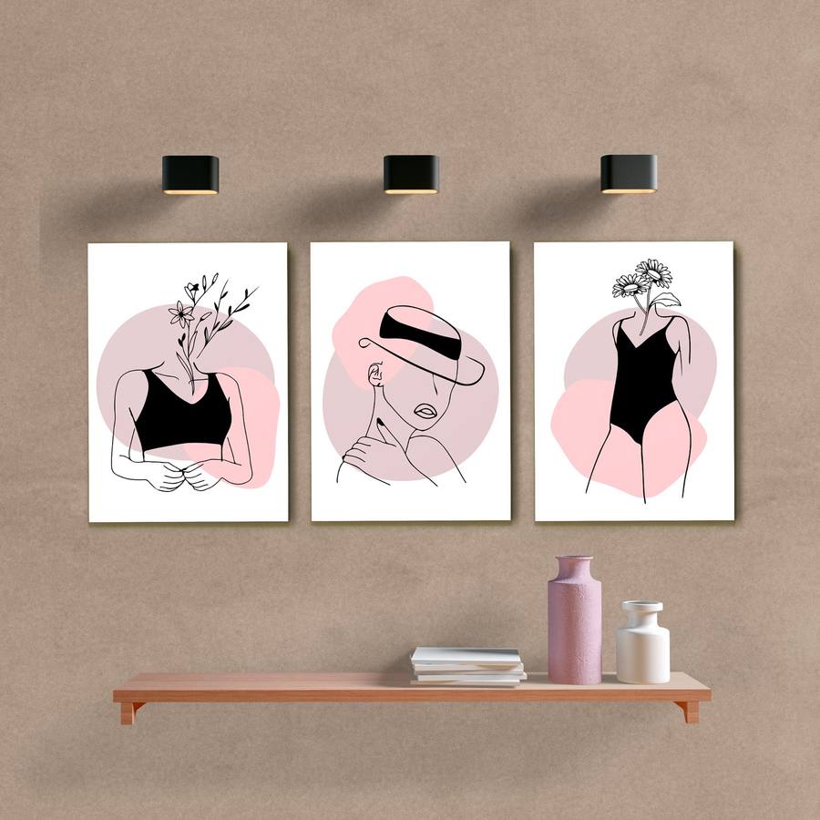Kit Quadros Decorativos Silhueta - quadro decorativo em ambiente decorado