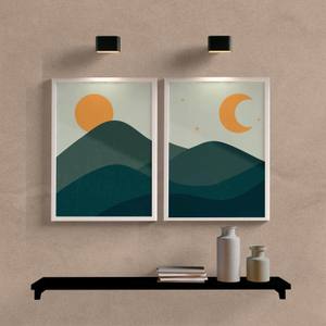 Kit Quadros Decorativos Sol e Lua - detalhe da moldura e acabamento