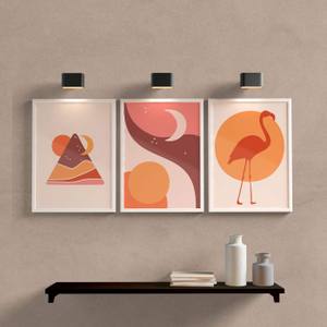 Kit Quadros Decorativos Sol Lua e Flamingo - detalhe da moldura e acabamento