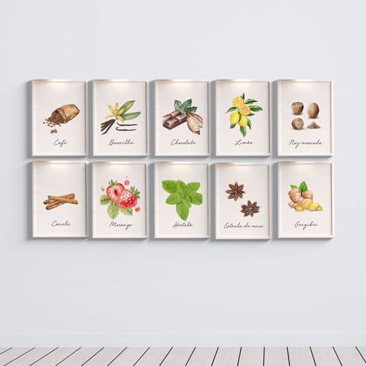 Kit Quadros Decorativos Temperos Doces - detalhe da moldura e acabamento