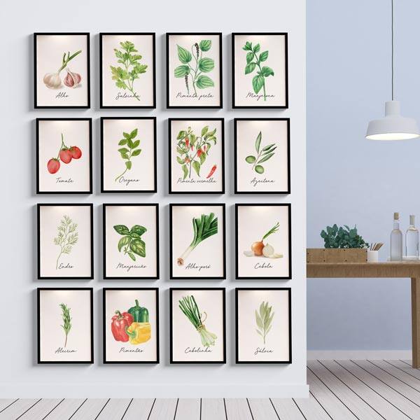 Kit Quadros Decorativos Temperos - quadro decorativo em ambiente decorado
