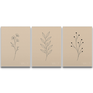 Kit Quadros Decorativos Trio Botânico Minimalista - detalhe da moldura e acabamento