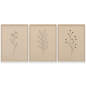 Kit Quadros Decorativos Trio Botânico Minimalista - quadro decorativo em ambiente decorado