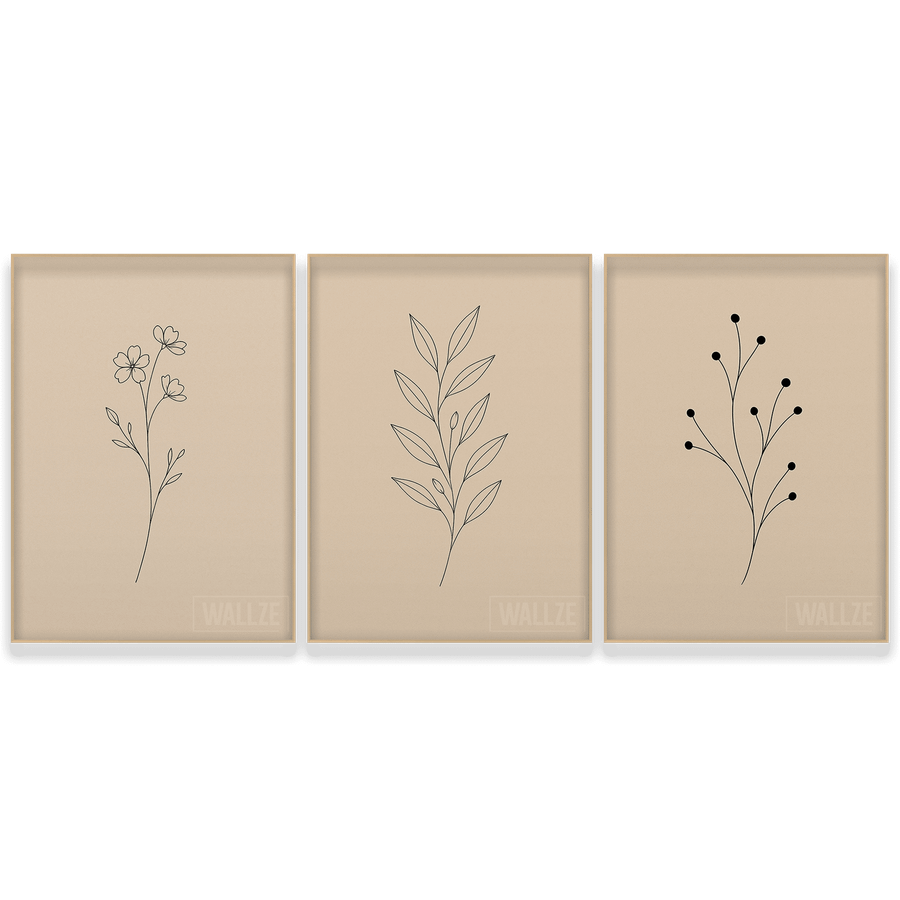 Kit Quadros Decorativos Trio Botânico Minimalista - quadro decorativo em ambiente decorado
