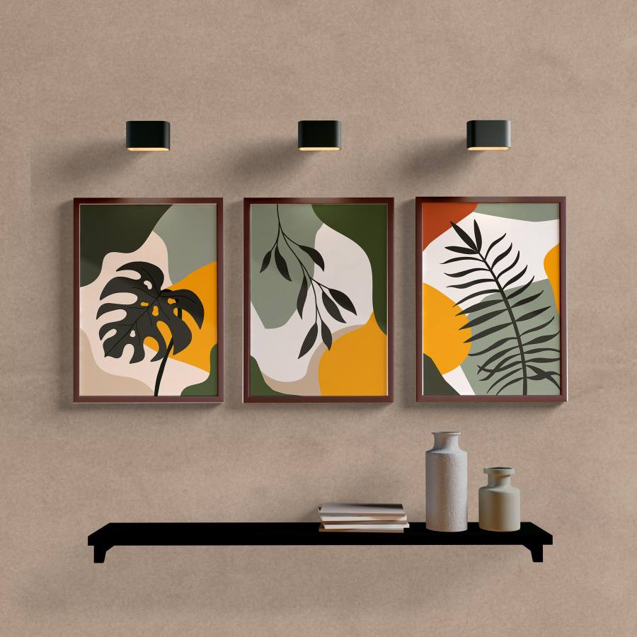 Kit Quadros Decorativos Tropical Abstrato - vista aproximada da impressão