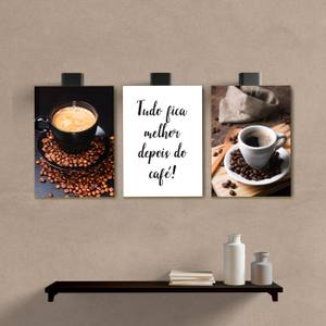 Kit Quadros Decorativos Tudo fica melhor depois do Café - quadro decorativo em ambiente decorado