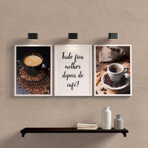 Kit Quadros Decorativos Tudo fica melhor depois do Café - detalhe da moldura e acabamento