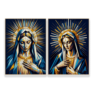 Kit Quadros Decorativos Vigem Maria -  A Graça e a Compaixão - vista aproximada da impressão