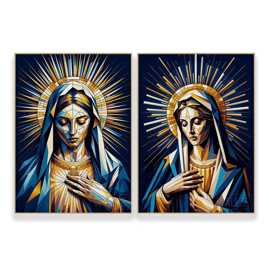 Kit Quadros Decorativos Vigem Maria -  A Graça e a Compaixão - vista aproximada da impressão