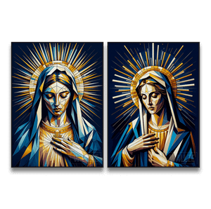 Kit Quadros Decorativos Vigem Maria -  A Graça e a Compaixão - quadro decorativo em ambiente decorado