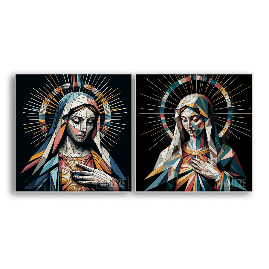 Kit Quadros Decorativos Virgem Maria -  A Mãe da Misericórdia - detalhe da moldura e acabamento