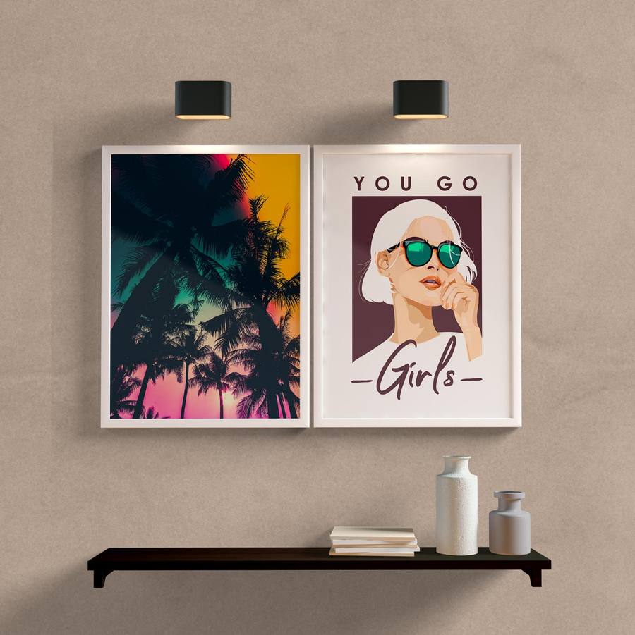 Kit Quadros Decorativos You Go Girls - detalhe da moldura e acabamento