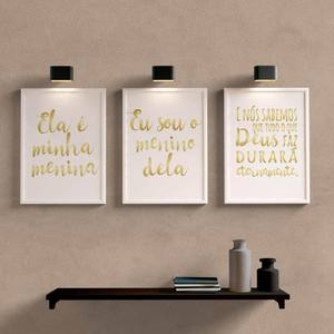 Kit Quadros Decorativos Ela é Minha Menina Dourado