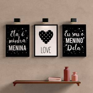 Kit Quadros Decorativos Ela é minha Menina - detalhe da moldura e acabamento