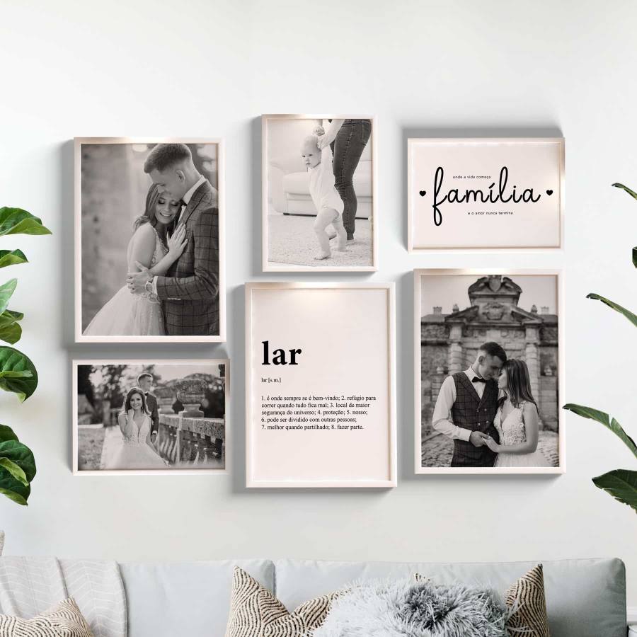 Kit Quadros Família com Fotos - detalhe da moldura e acabamento