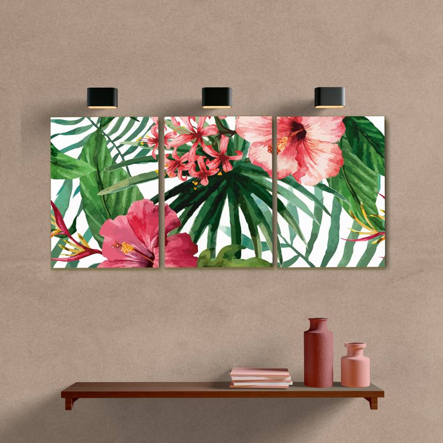 Kit Quadros Decorativos Folhas e Flores - 0081 - quadro decorativo em ambiente decorado