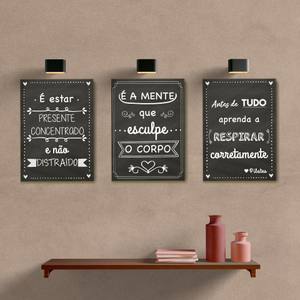 Kit Quadros Decorativos Frases de Pilates - quadro decorativo em ambiente decorado