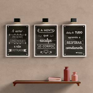 Kit Quadros Decorativos Frases de Pilates - detalhe da moldura e acabamento