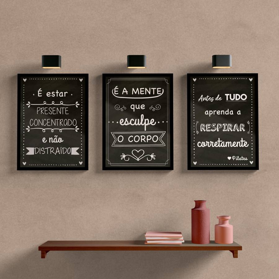 Kit Quadros Decorativos Frases de Pilates