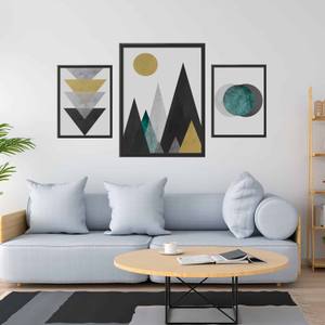 Kit Quadros Decorativos Geométrico Montanhas - detalhe da moldura e acabamento