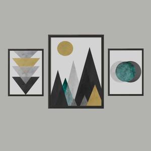 Kit Quadros Decorativos Geométrico Montanhas - vista aproximada da impressão