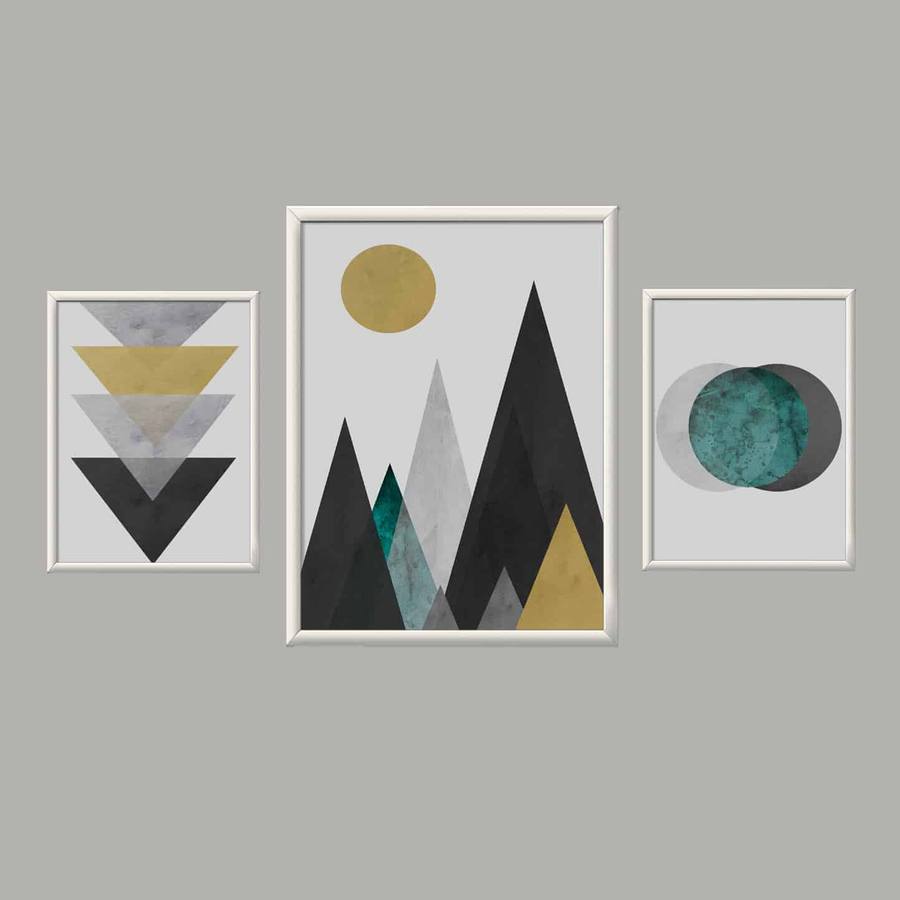 Kit Quadros Decorativos Geométrico Montanhas | Wallze