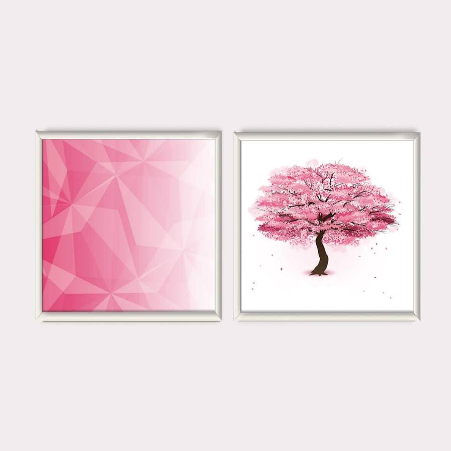 Kit Quadros Decorativos Geométrico Rosa | Wallze
