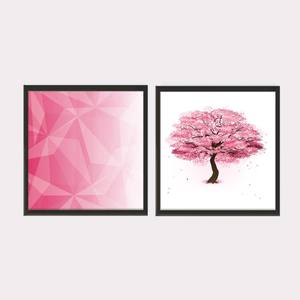 Kit Quadros Decorativos Geométrico Rosa - vista aproximada da impressão