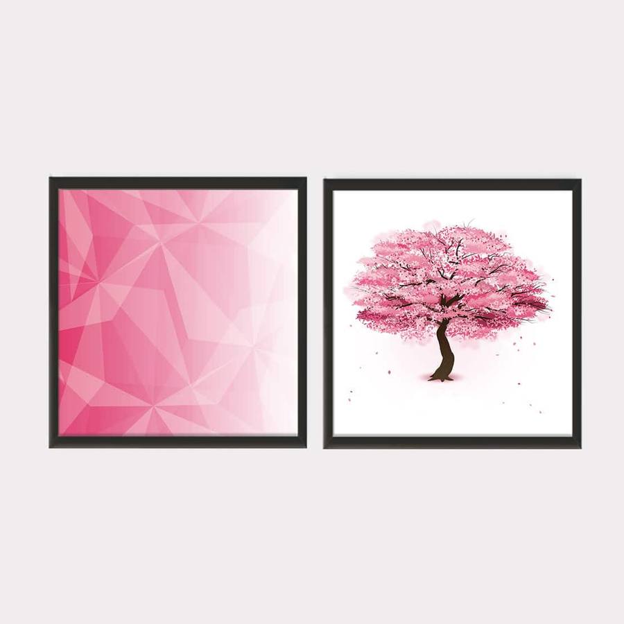 Kit Quadros Decorativos Geométrico Rosa - vista aproximada da impressão